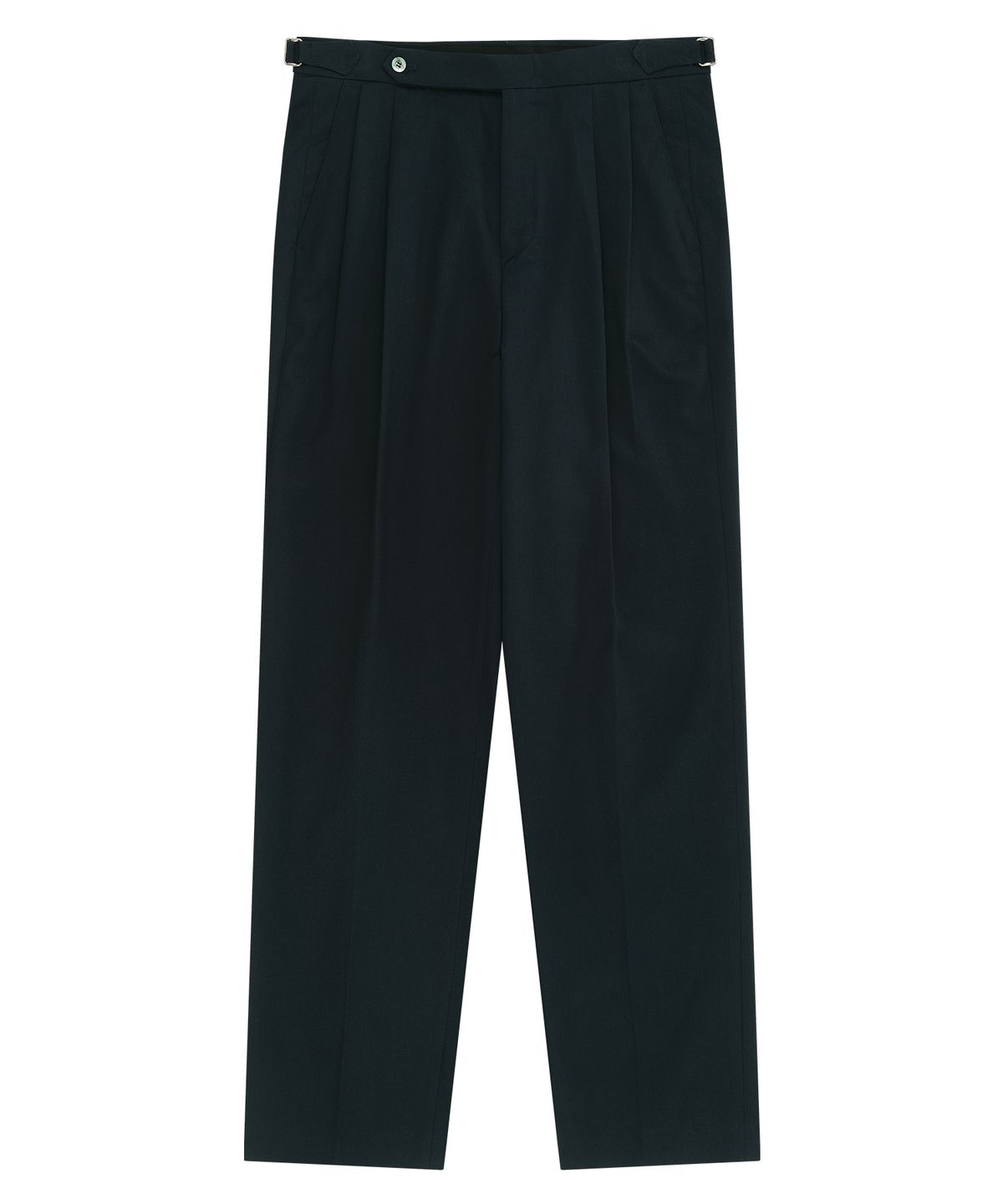벨리프(BELLIEF) Cotton Gabardine 2-Pleated Adjust relaxed Chino (Teal Navy_japan fabric)