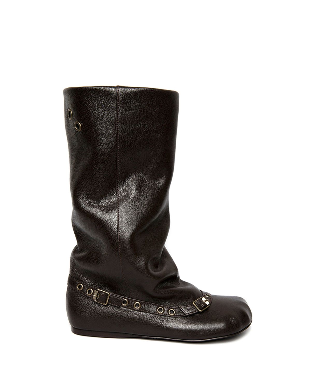 쓰리투에이티(THREE TO EIGHTY) ANIMAL STRAP BUCKLE BOOTS BROWN