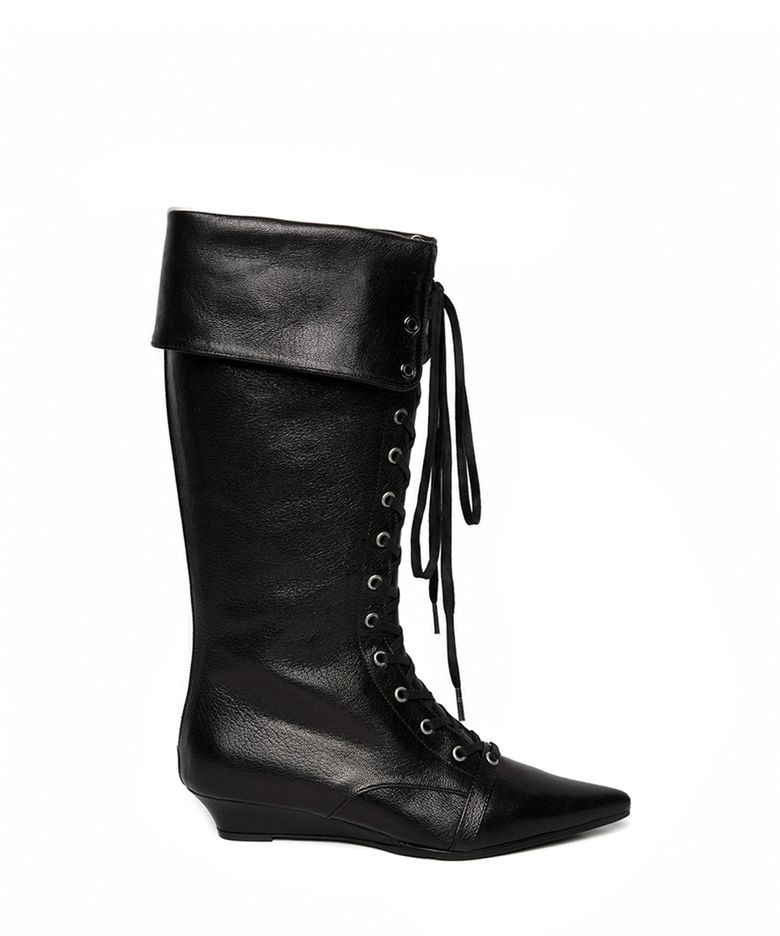 ODETTE LONG LACE-UP BOOTS BLACK