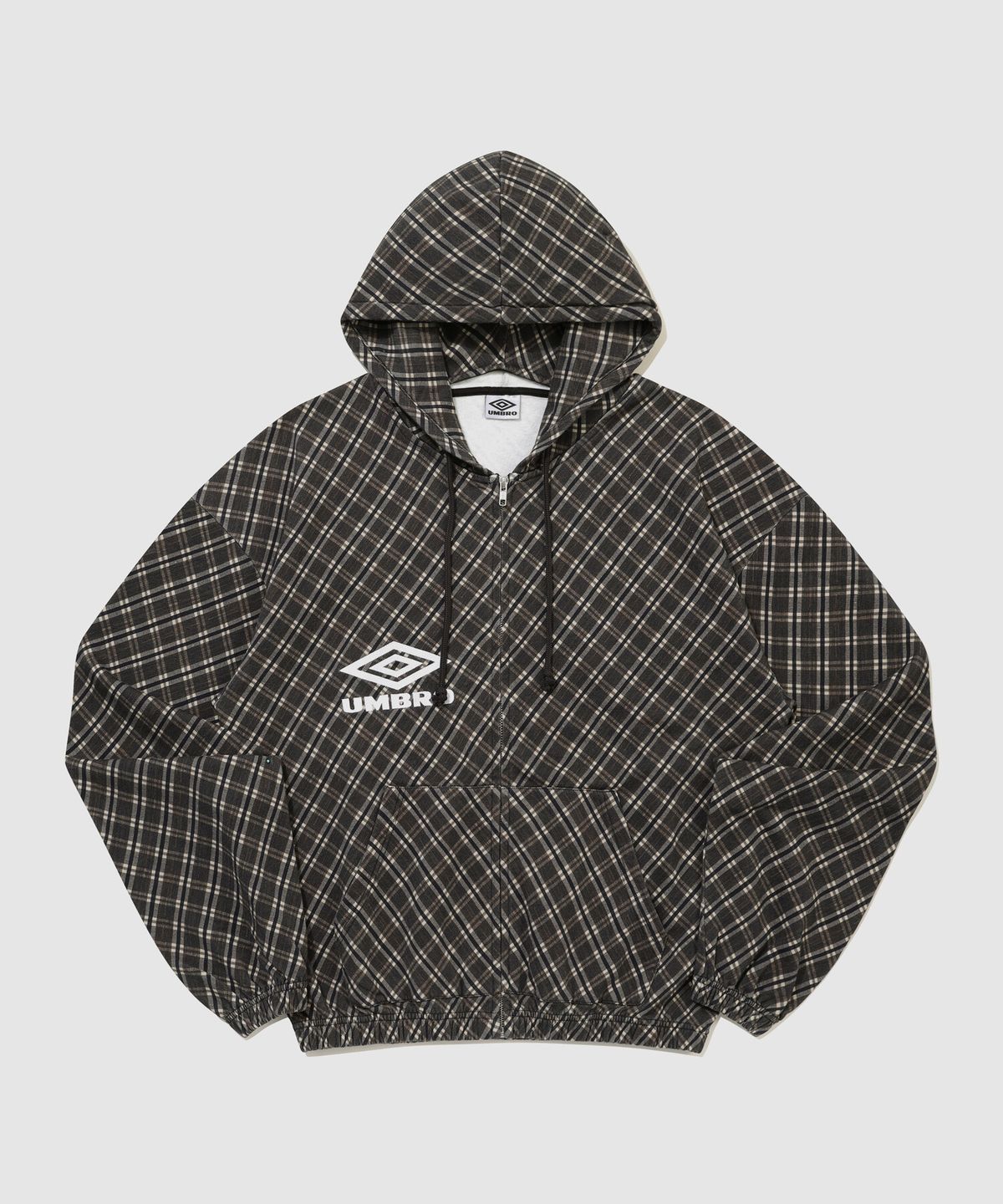 엄브로(UMBRO) [UMB X SLAM JAM] 체크 마스크 후드 집업 브라운 UR311OFT91