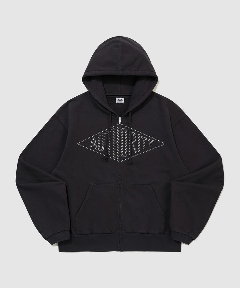 [UMB X SLAM JAM] Authority 레터링 후드집업 블랙 UR311OFT93