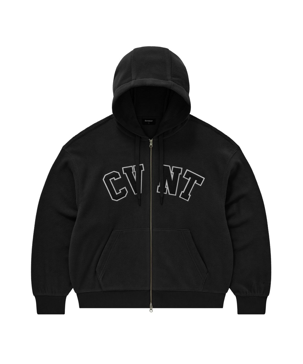 커버낫(COVERNAT) 웜온 CVNT 플리스 후드집업 블랙