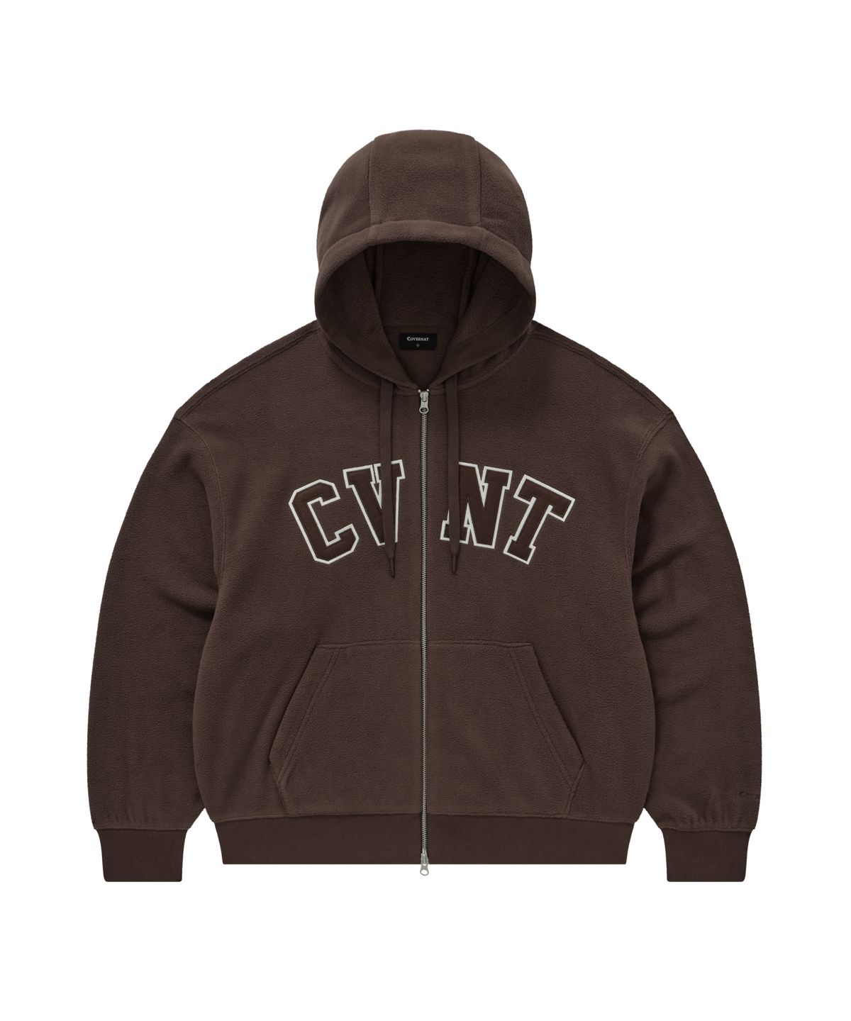 커버낫(COVERNAT) 웜온 CVNT 플리스 후드집업 브라운