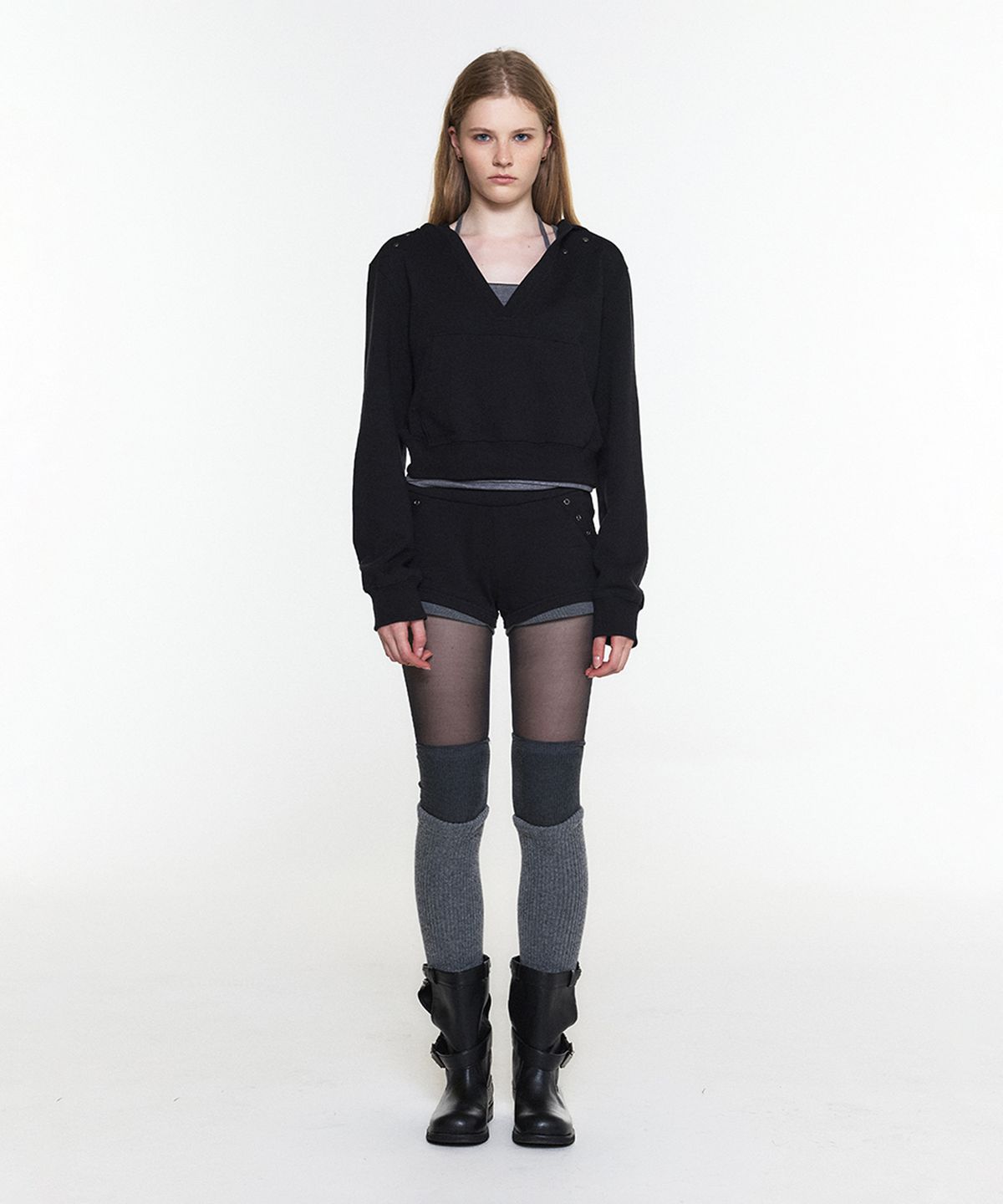 쓰리투에이티(THREE TO EIGHTY) EYELET MICRO SHORTS BLACK