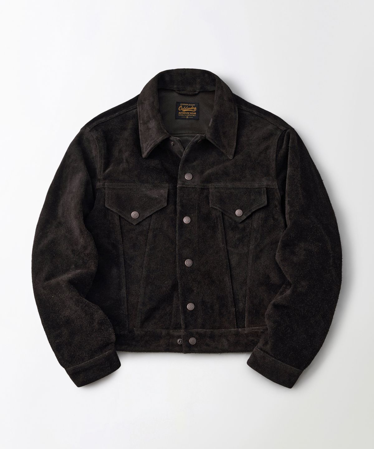 아웃스탠딩(OUTSTANDING) [MUT lab] 60S ROUGHOUT TRUCKER JACKET_BROWN