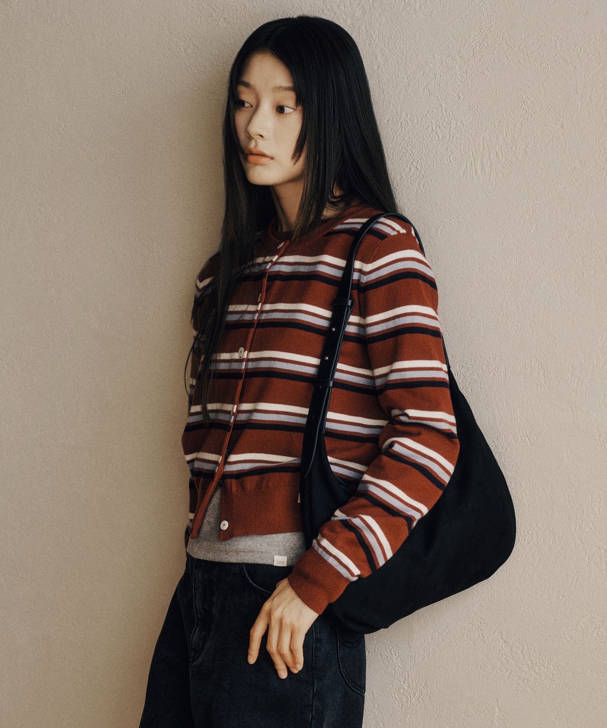 리(LEE) 미디엄 스웨이드 호보백 블랙