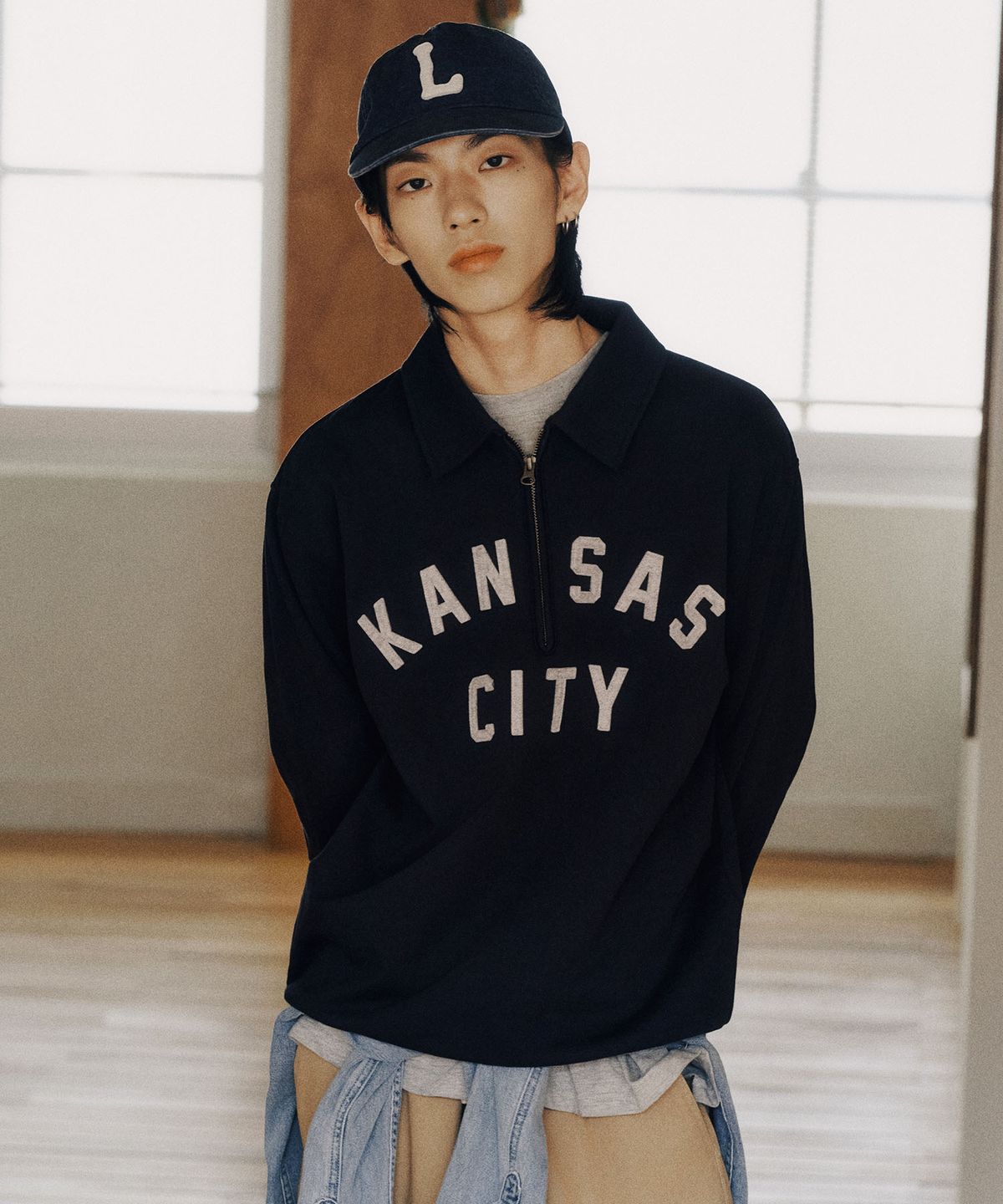 리(LEE) 캔자스 시티 하프 집업 맨투맨 네이비
