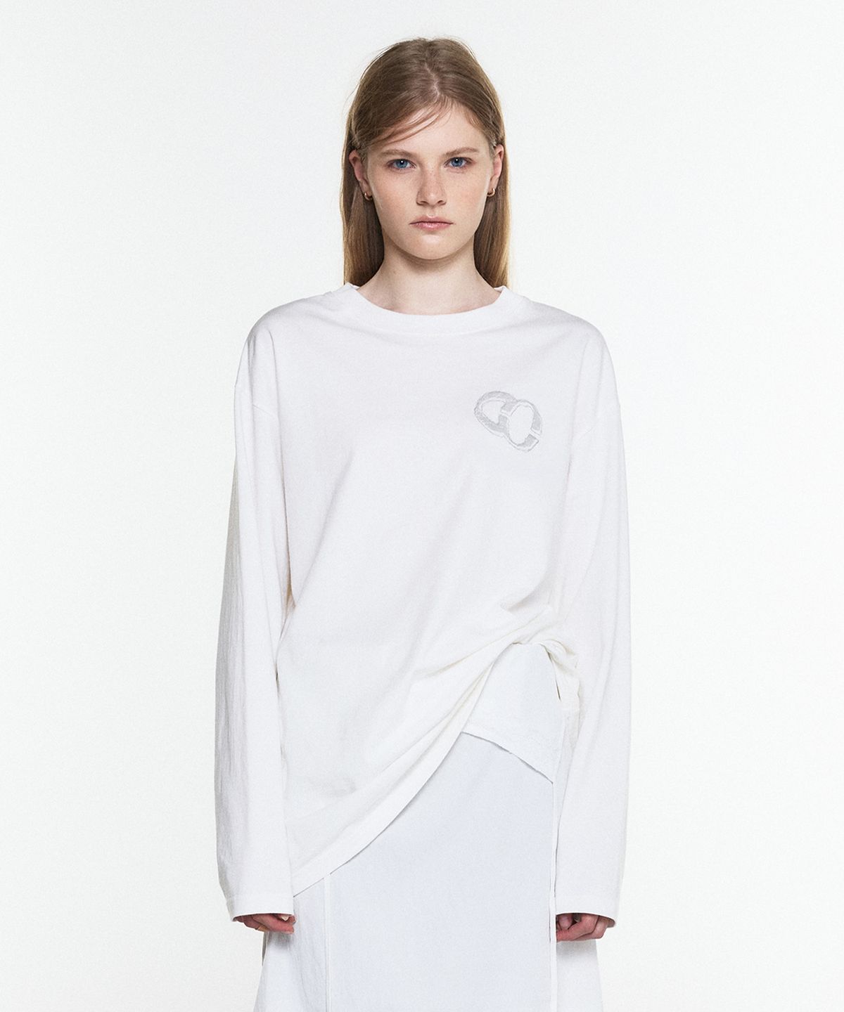쓰리투에이티(THREE TO EIGHTY) OVERSIZED LOGO TEE WHITE