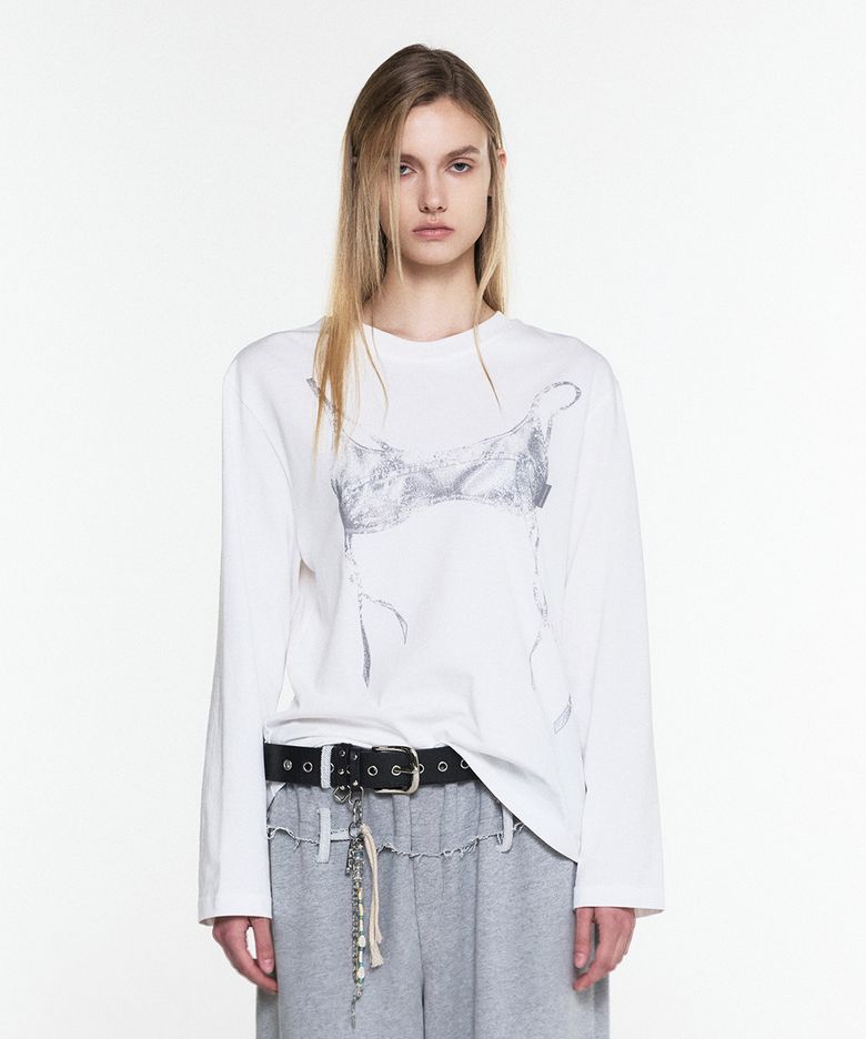 SNAP BUSTIER GRAPHIC TEE WHITE