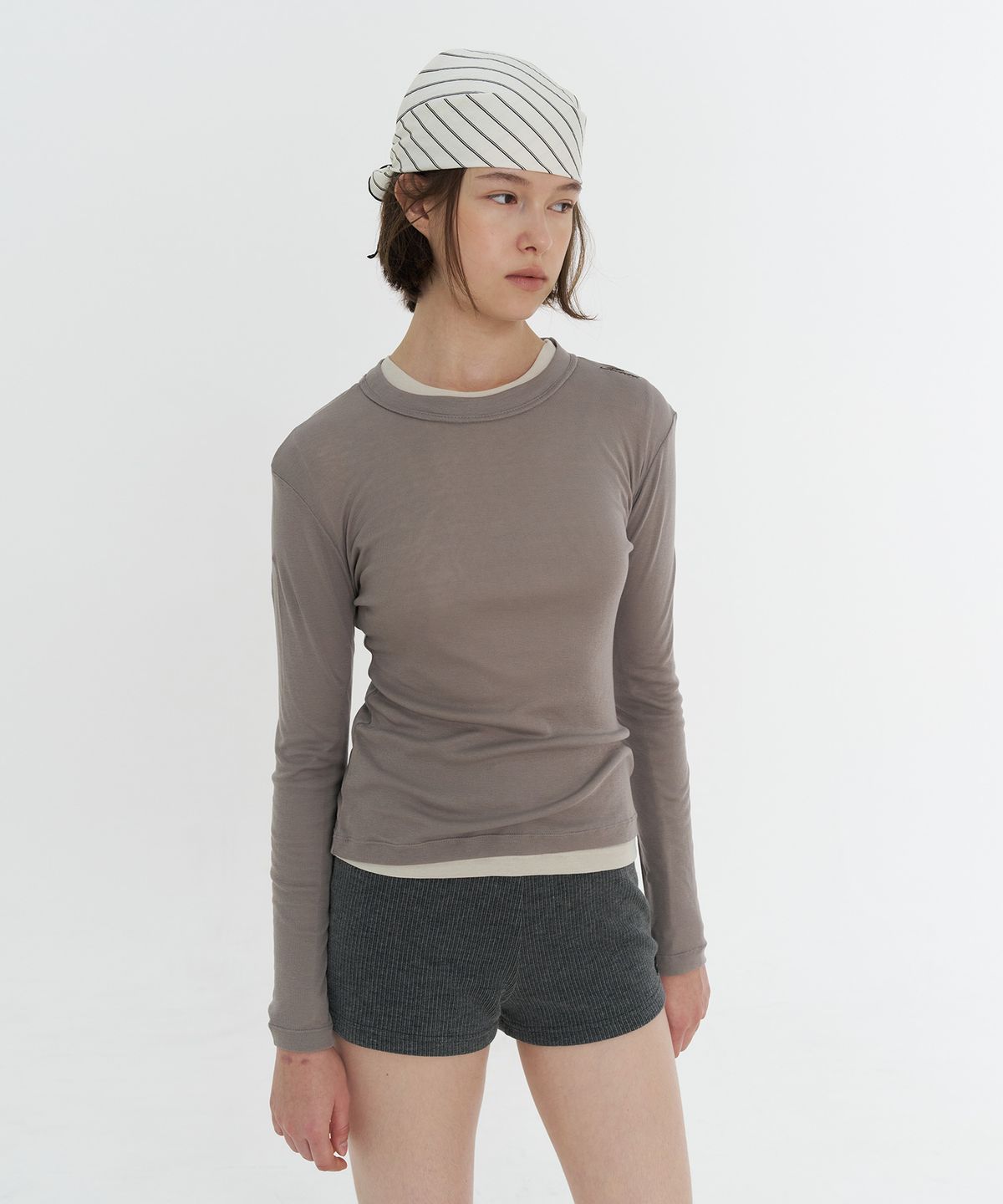 타버트(TARVERT) Lazle Slim Tencel T-Shirt - Cream