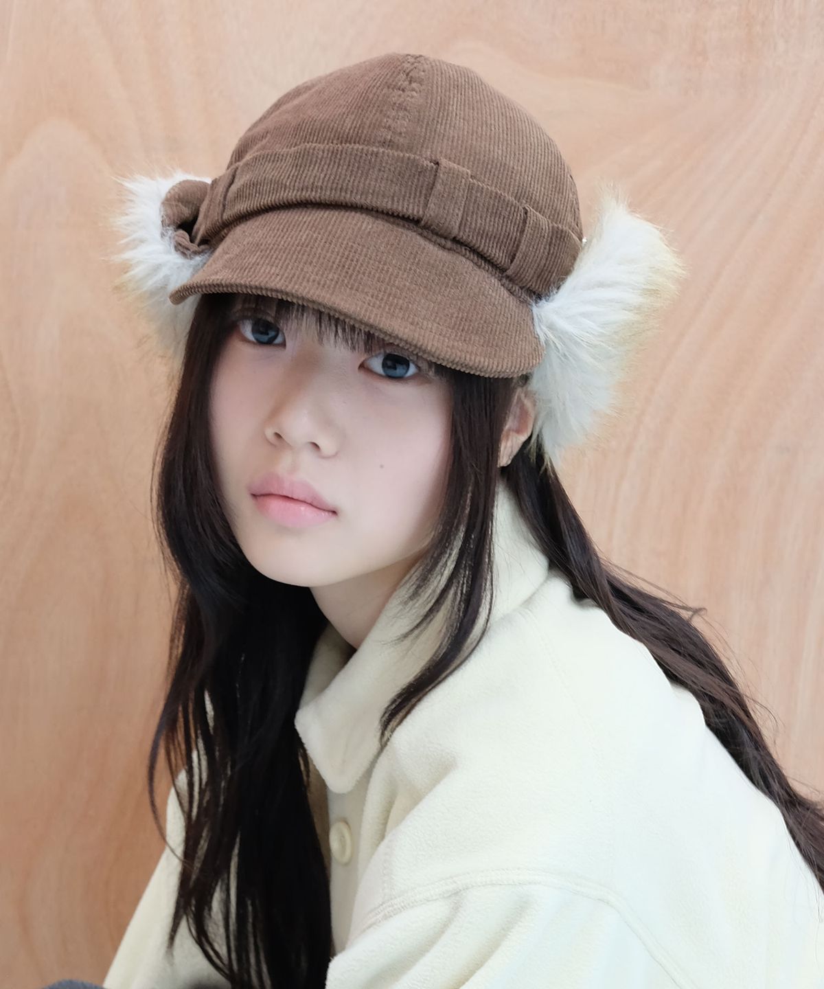 타입서비스(TYPESERVICE) Corduroy Fur Earflap Cap [Brown]