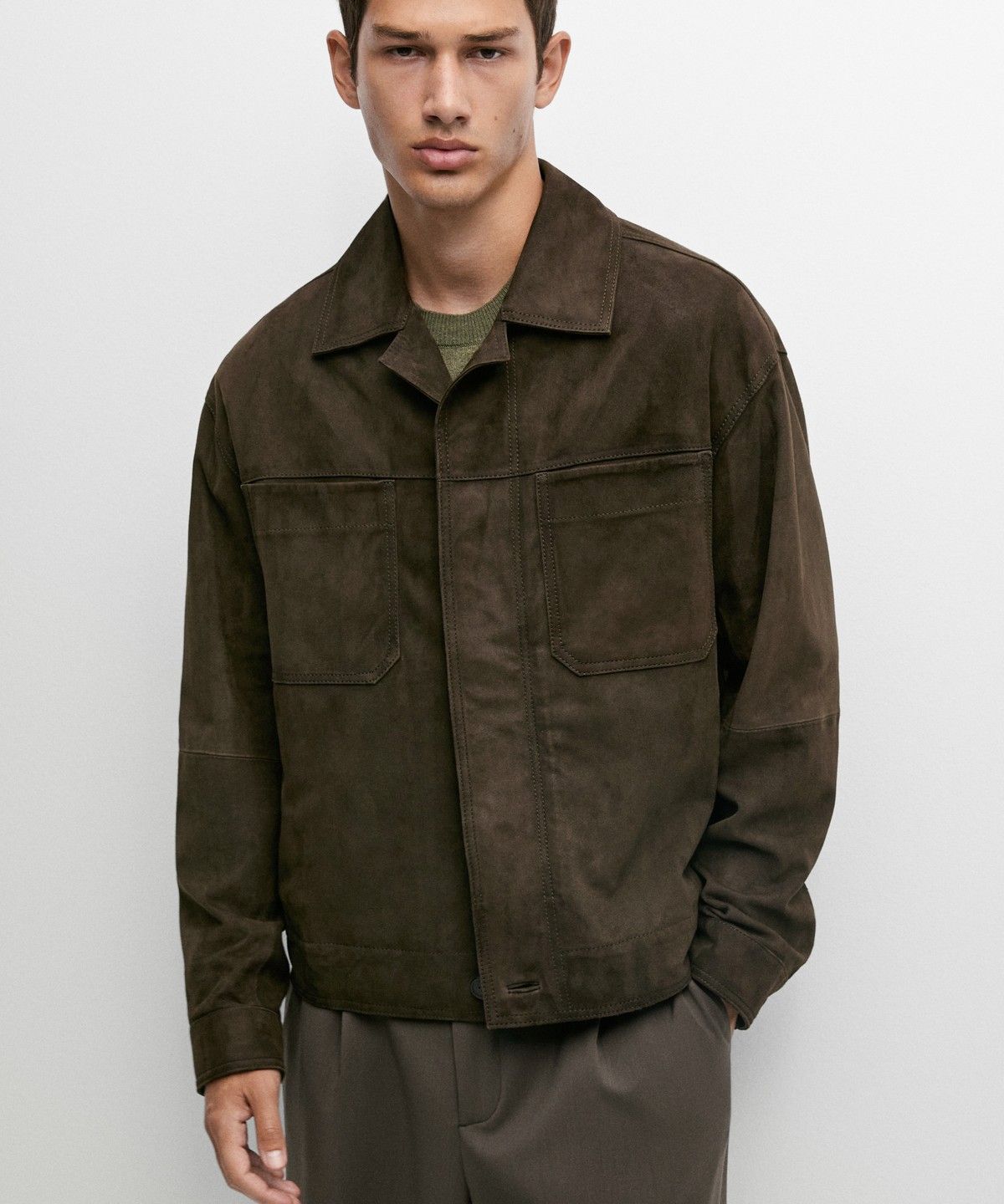 마시모두띠(MASSIMO DUTTI) 릴랙스 핏 스웨이드 레더 자켓