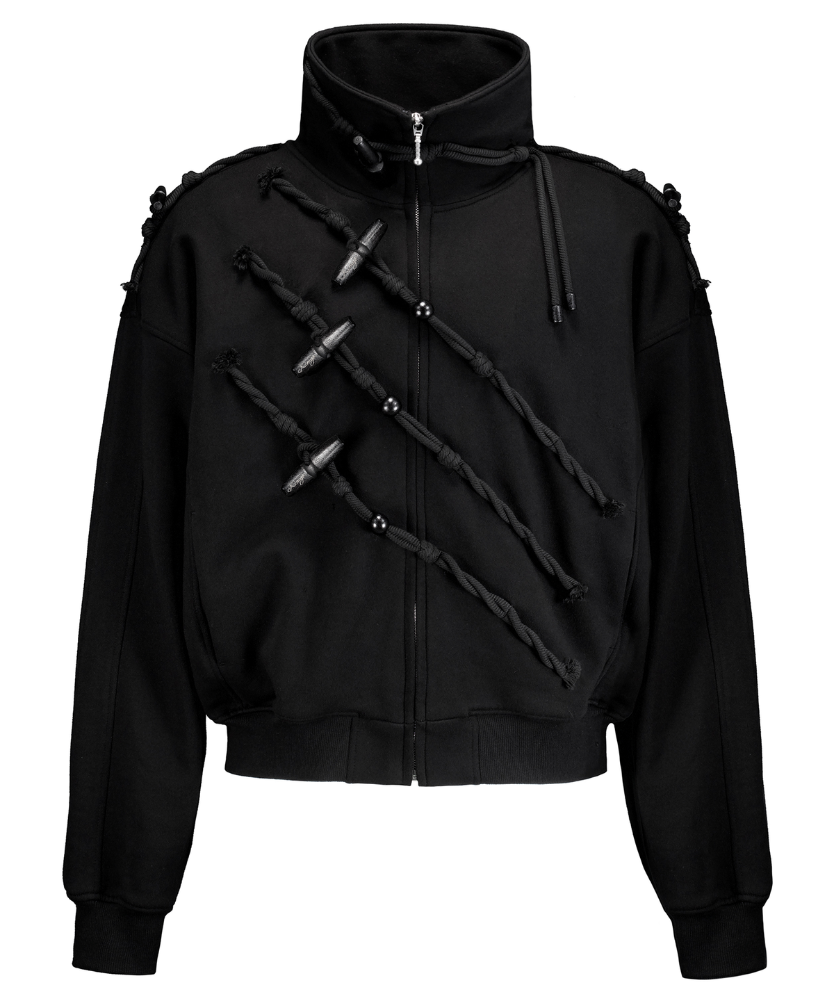 키묘(KIMYO) MACRAMÉ TOGGLE OVERSIZED HIGH-NECK ZIP JACKET