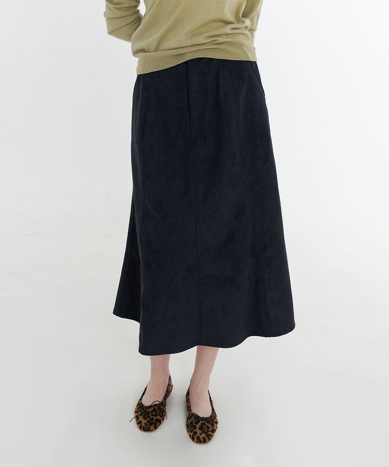 Serdo Suede Long Skirt - Navy