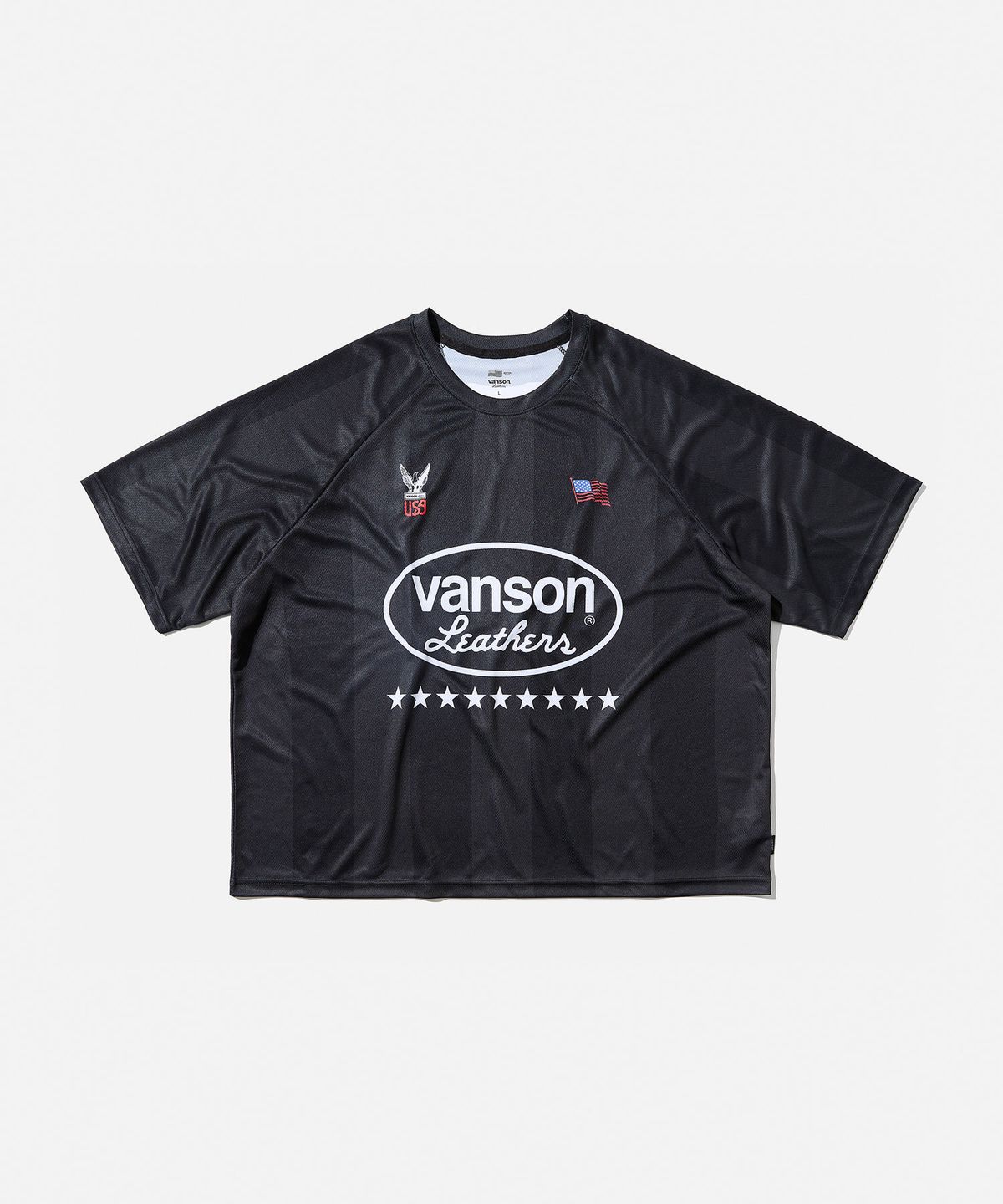 벤슨 레더스(VANSON LEATHERS) 벤슨 레더 백 본 풋볼 저지 티셔츠 / 블랙