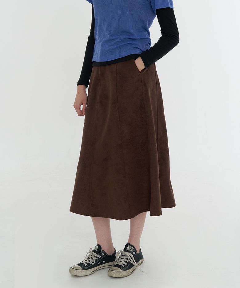 Serdo Suede Long Skirt - Brown