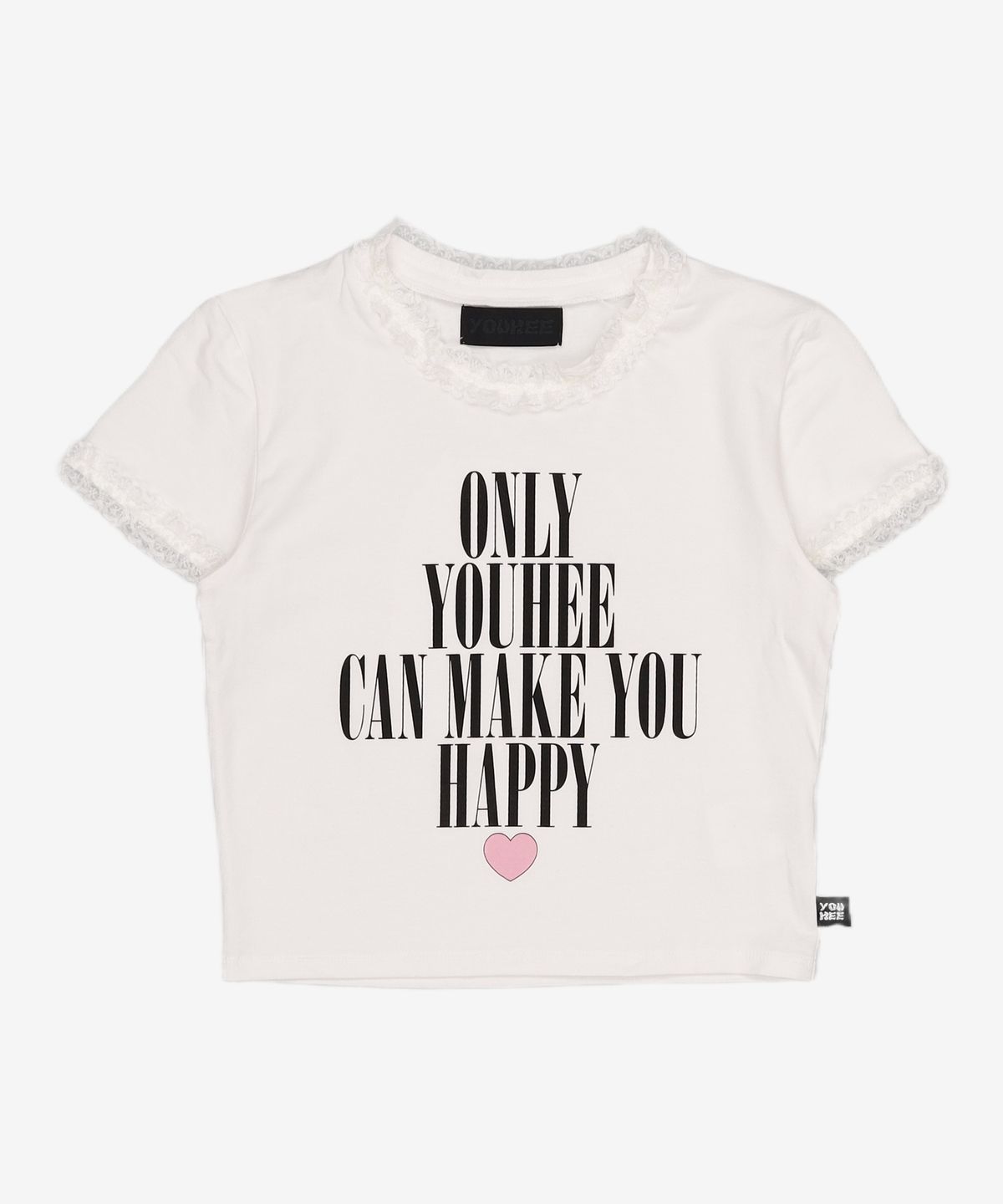 유희(YOUHEE) LACE LETTERING BABY T-SHIRTS WHITE FREE