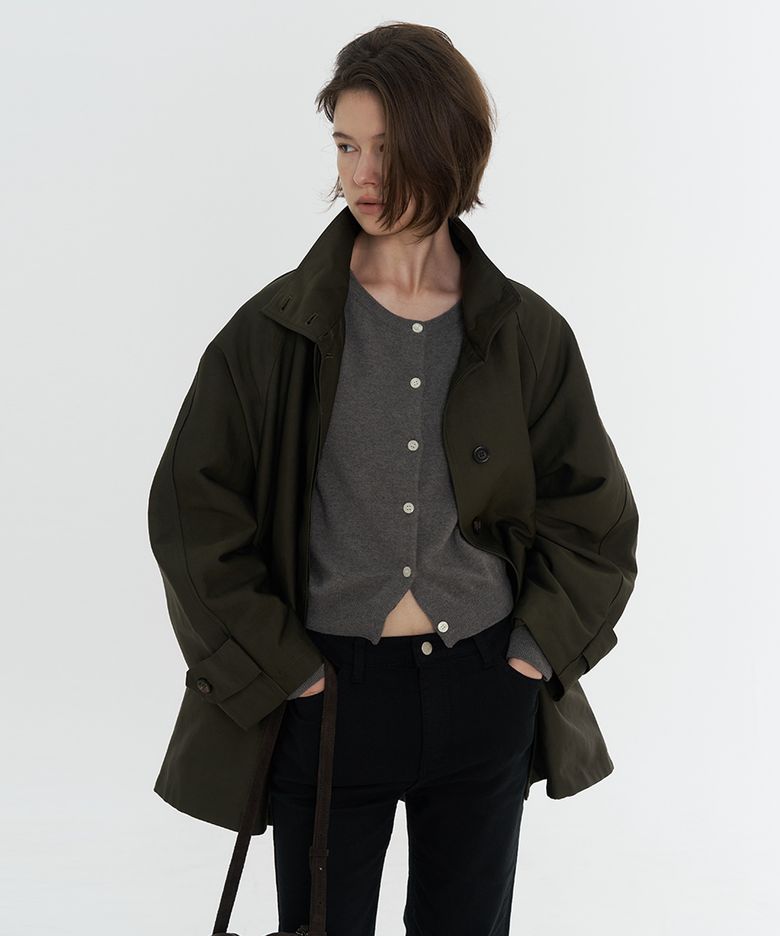 Milo Belted Half Trench Coat - Khaki