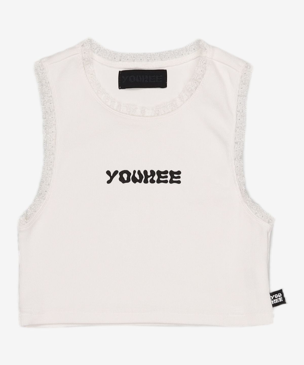 유희(YOUHEE) LOGO LACE SLEEVELESS WHITE FREE