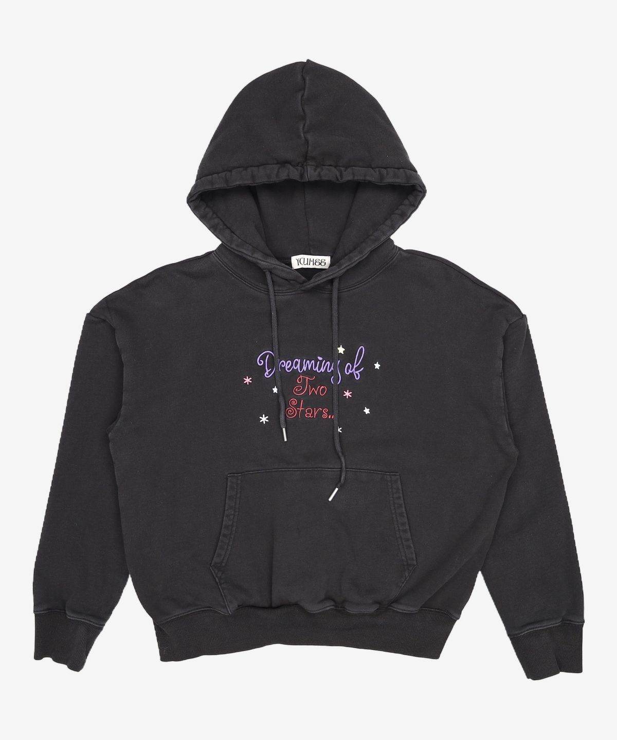 유희(YOUHEE) YOUHEE X LITTLE TWIN STAR LETTERING HOODIE BLACK S