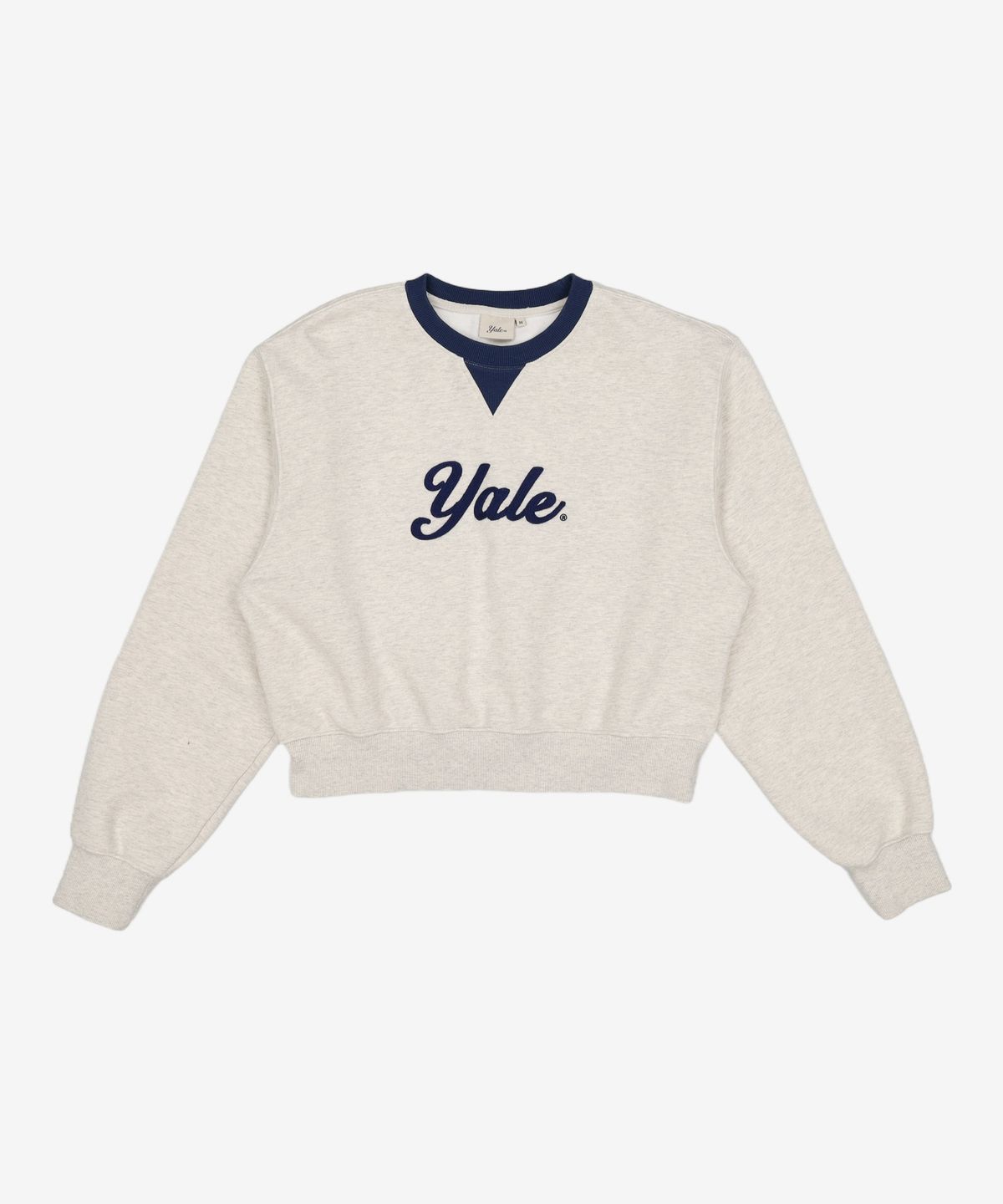 예일(YALE) 스넬 로고 크롭 스웨트셔츠_오트밀 M