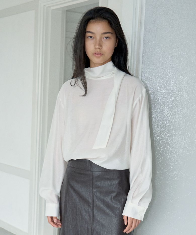 2way scarf modal blouse ivory