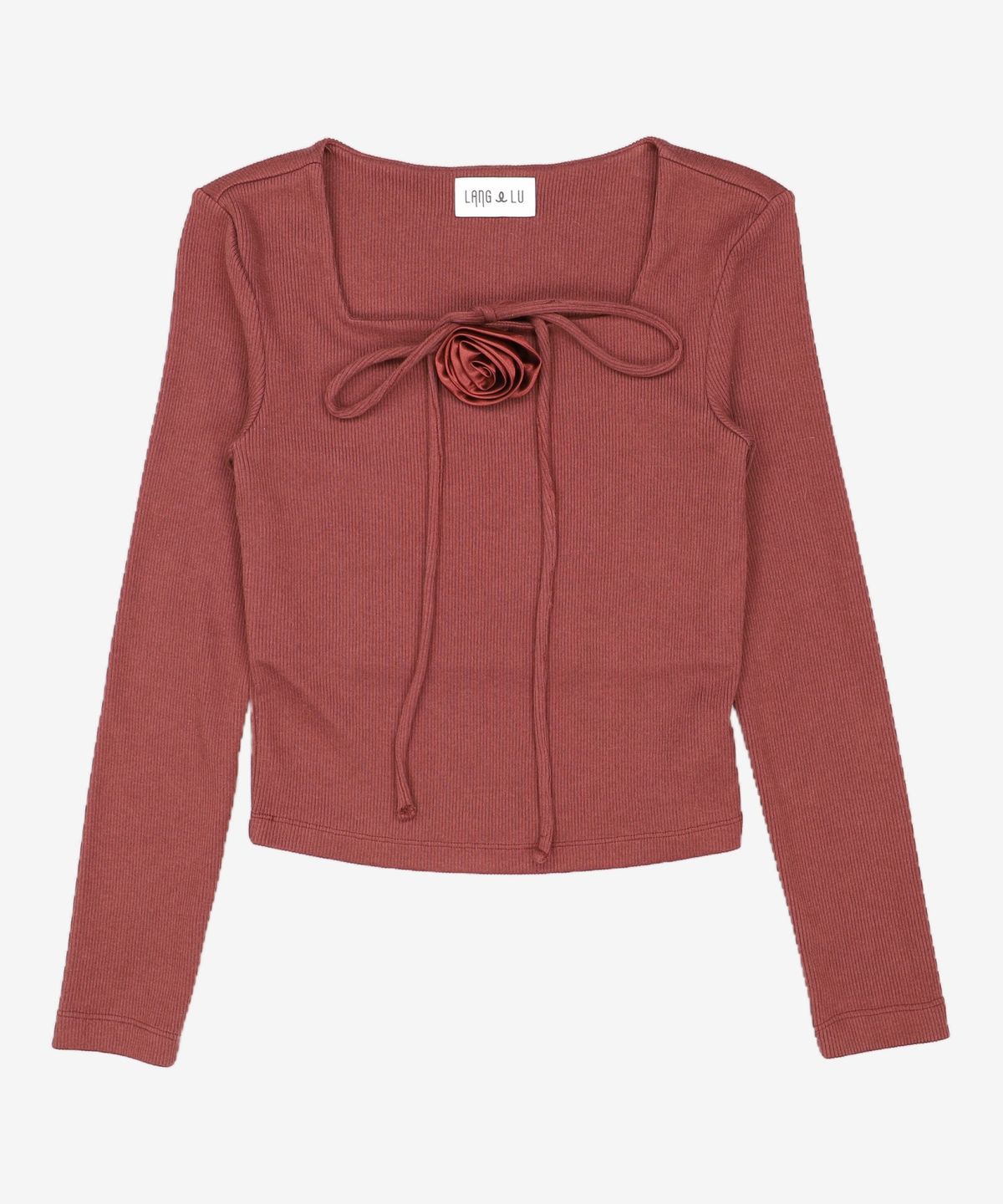 랭앤루(LANGNLU) PEONY Square Neck Top(피오니)_BROWN FREE