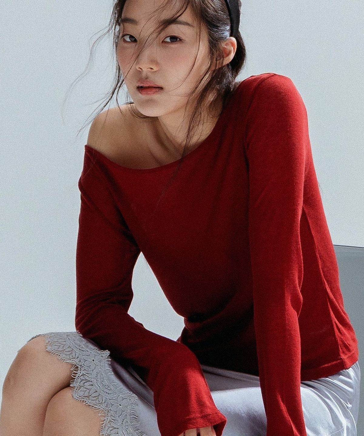 앤하츠(ANNEHEARTS) Wool Modal Slim Tee_RED