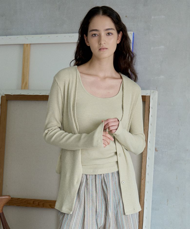 Wool Ribbed Sprint Cardigan, bert lime