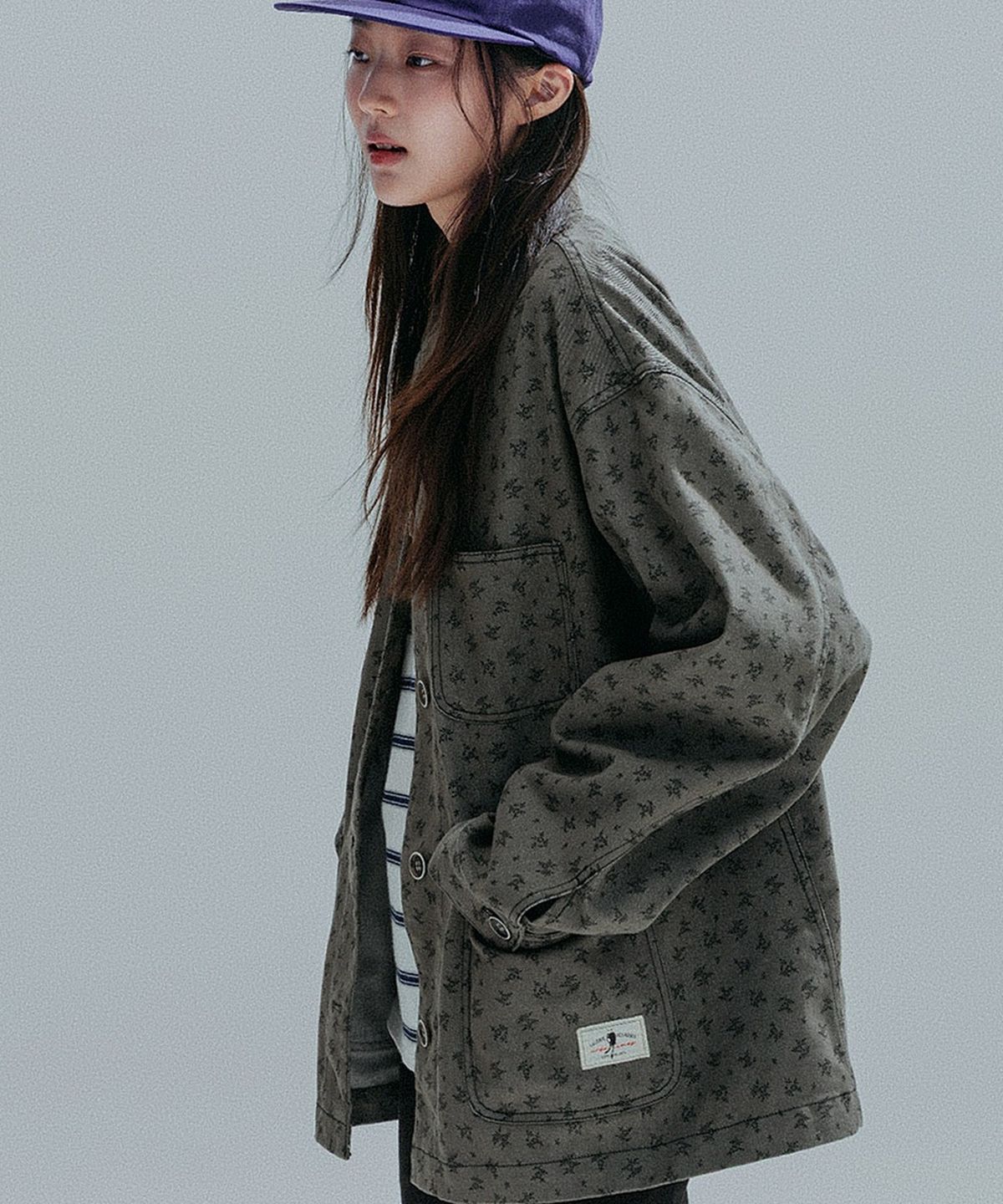 앤하츠(ANNEHEARTS) Vintage Floral Pocket Jacket_KHAKI