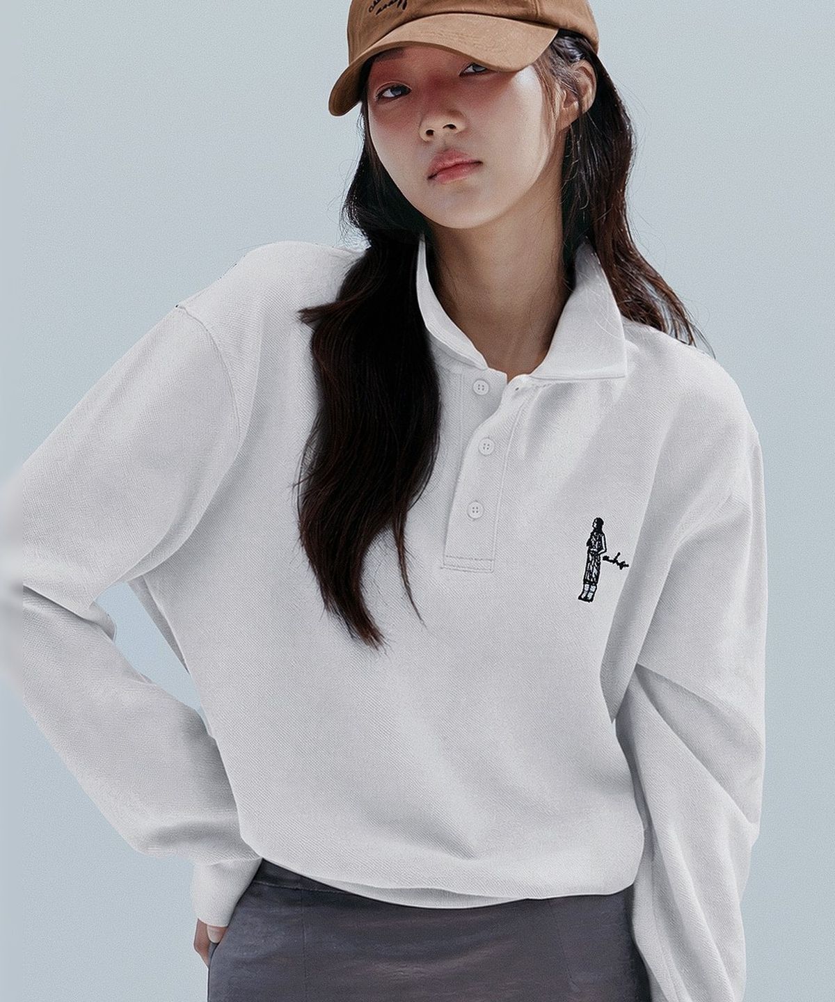 앤하츠(ANNEHEARTS) Color Block PK Sweatshirt_IVORY