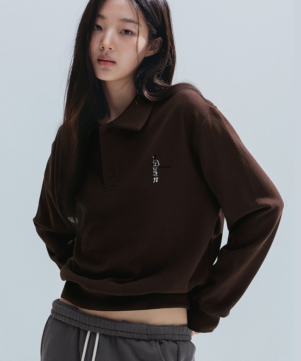 앤하츠(ANNEHEARTS) Color Block PK Sweatshirt_BROWN