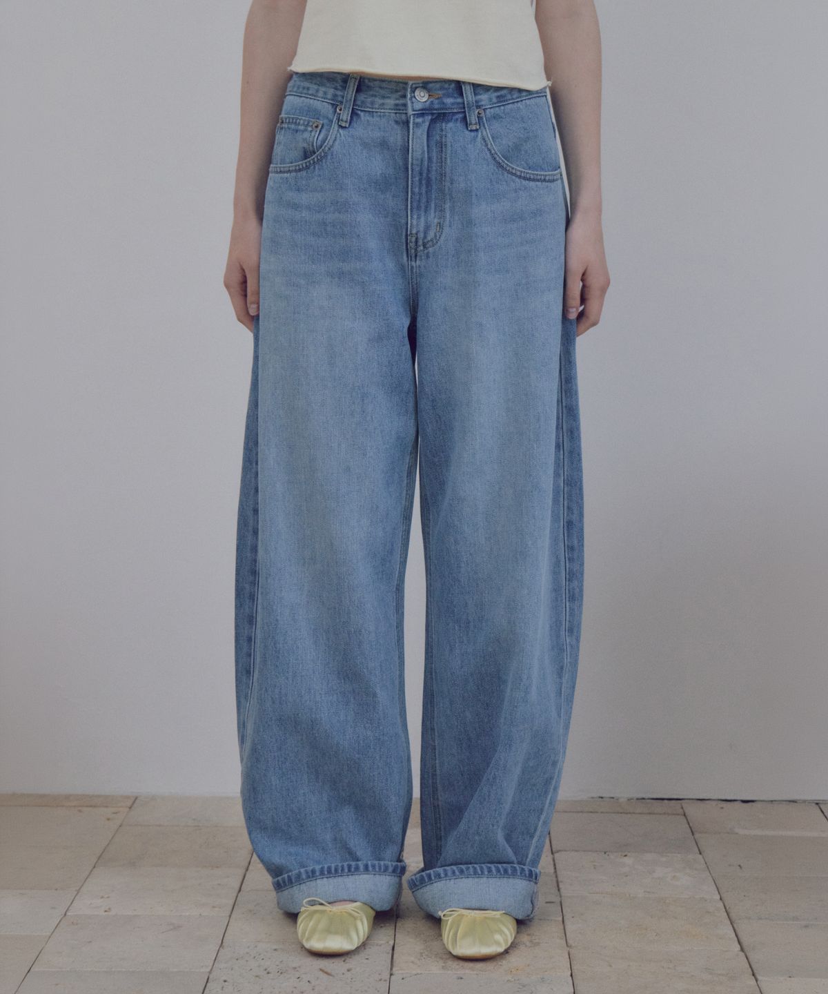 씨타(CITTA) Roll-Up Barrel Denim Pants_CTD434(Vintage Blue)