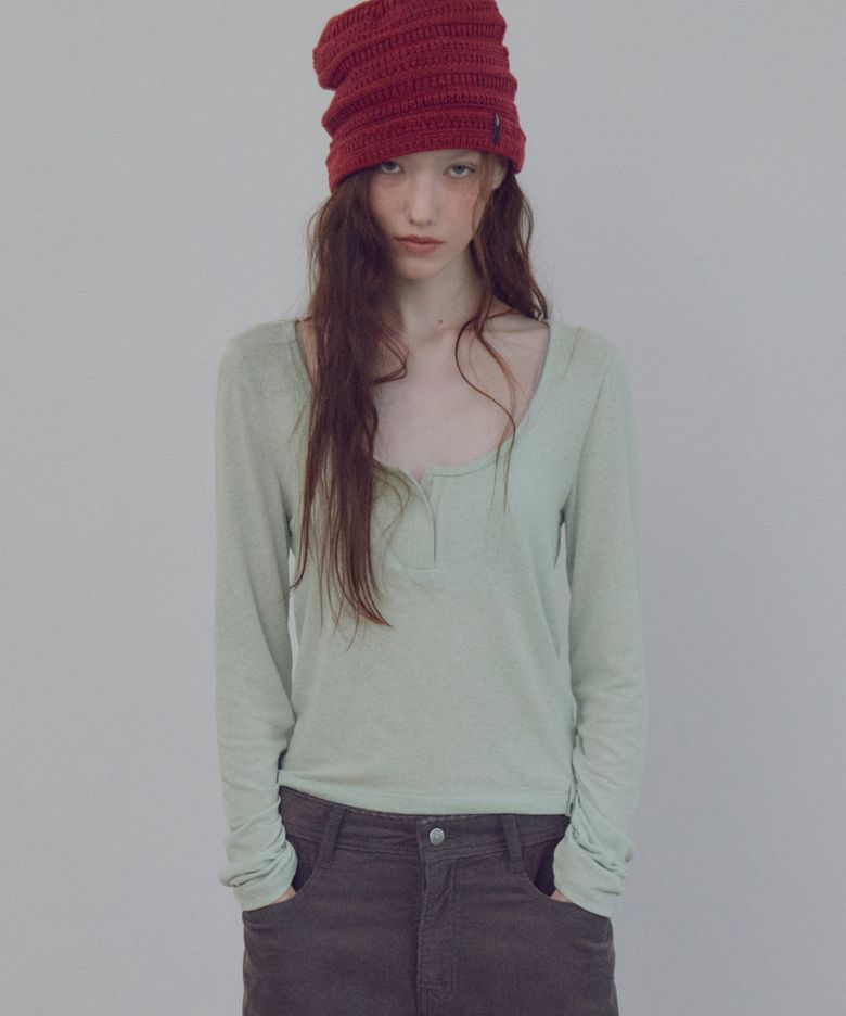 Hook and Eye Henley T-Shirt_CTT3032(Mint)