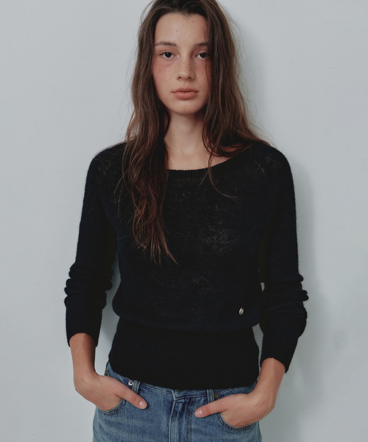 씨타(CITTA) Cloudy Hairy Boat Neck Knit_CTK284(Black)