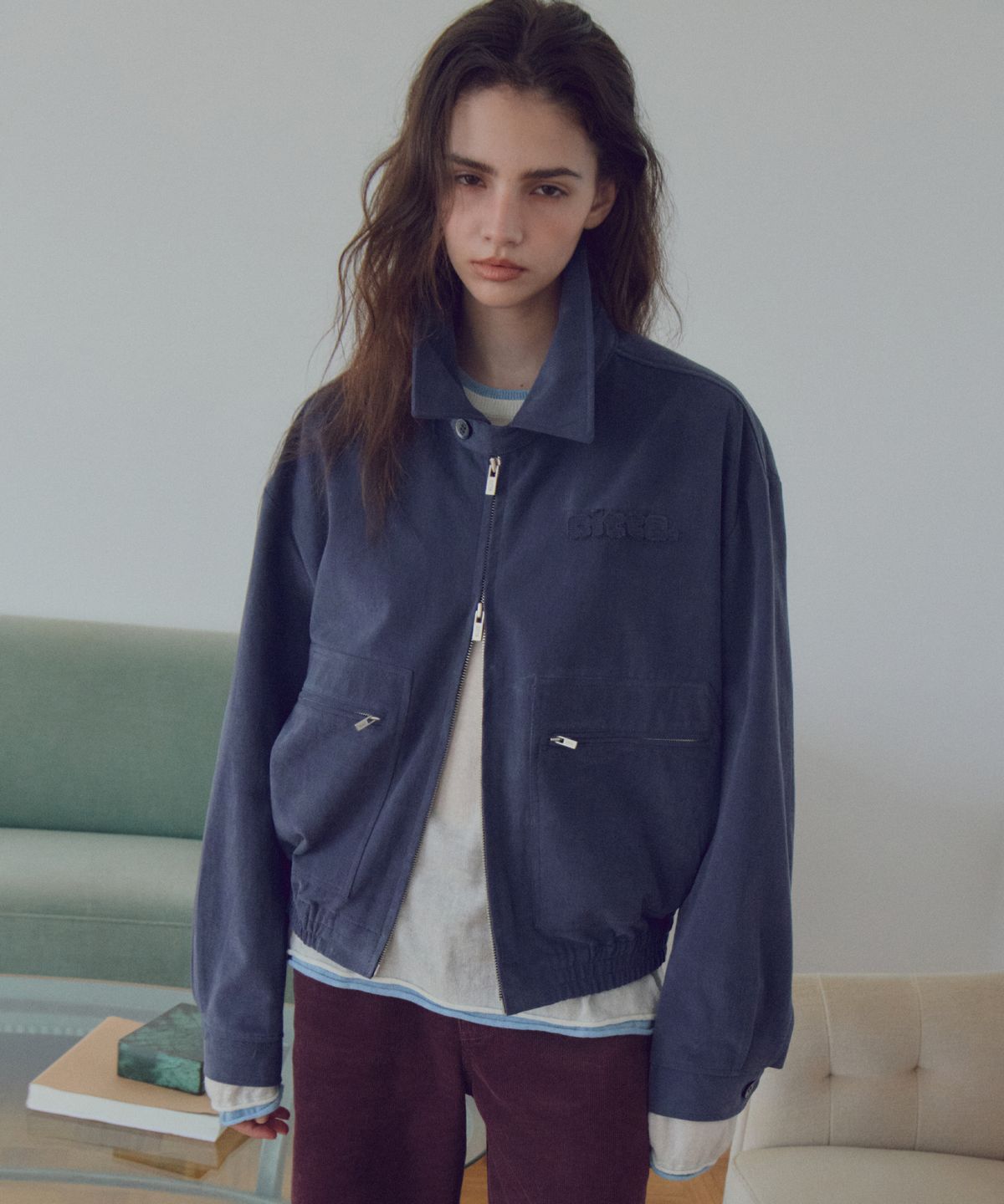 씨타(CITTA) Soft Touch Cotton Zip Pocket Blouson_CTO161(Deep Blue)