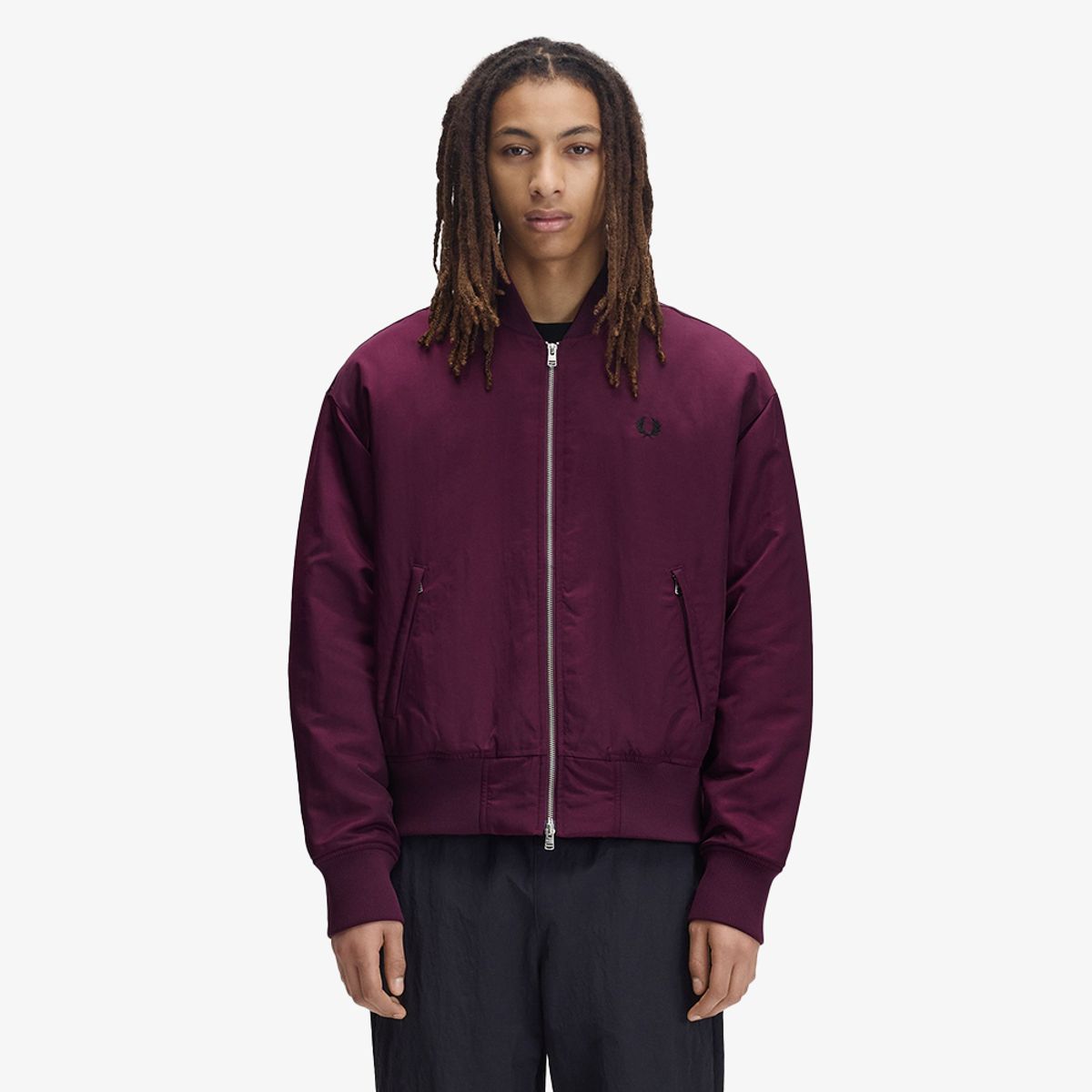 프레드페리(FRED PERRY) [Sport] 퀼티드 테니스 보머 재킷 - 플럼 AFPM2G33318-37C