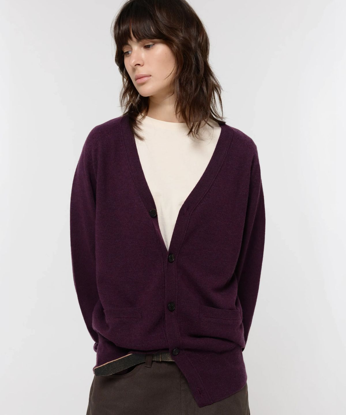 지비에이치 어패럴(GBH APPAREL) MERINO WOOL LOOSE CARDIGAN / PURPLE
