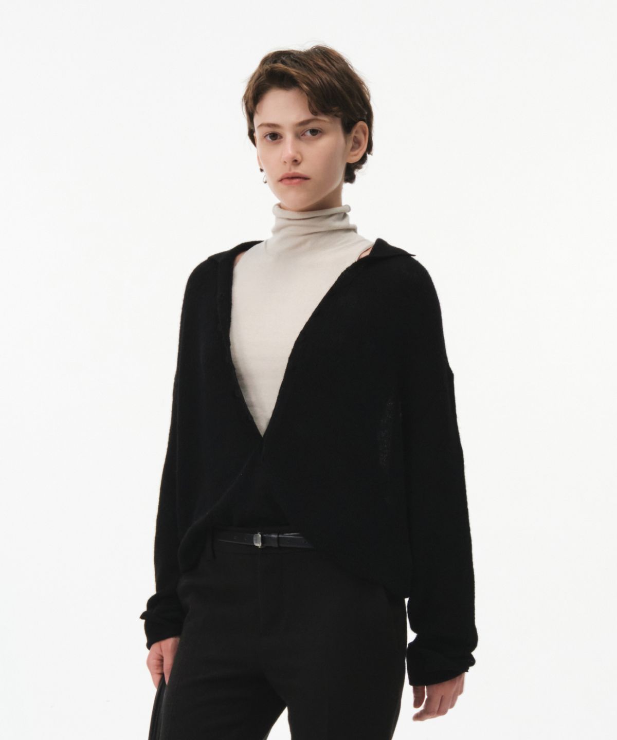 그로브(GROVE) GAVIN COLLAR KNIT (BLACK)