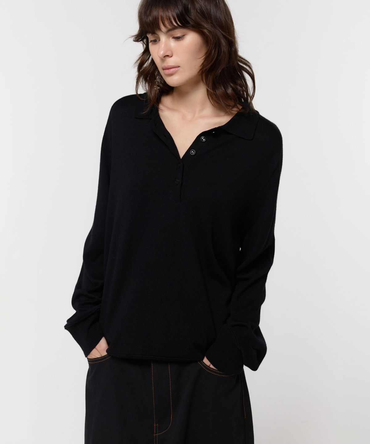 지비에이치 어패럴(GBH APPAREL) WOOL SILK POLO KNIT / BLACK