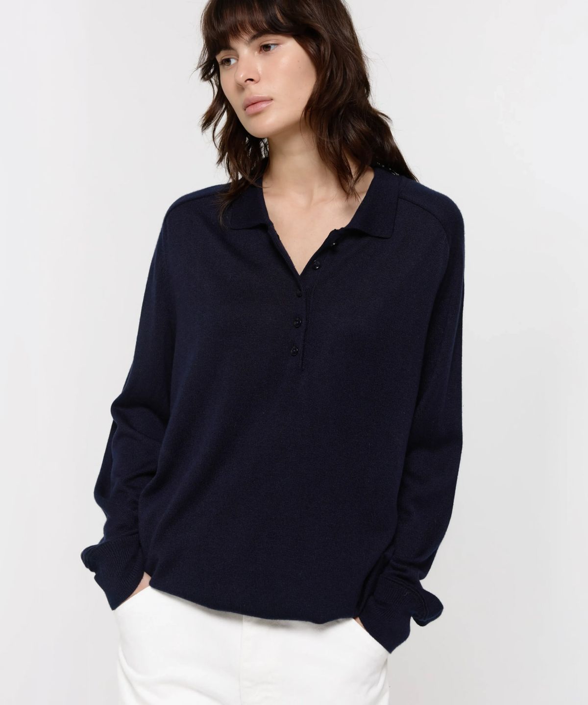 지비에이치 어패럴(GBH APPAREL) WOOL SILK POLO KNIT / NAVY