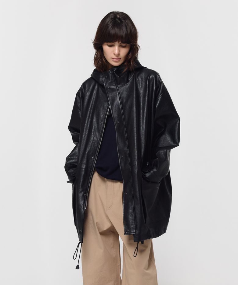 HUNTING FAUX LEATHER JACKET / BLACK