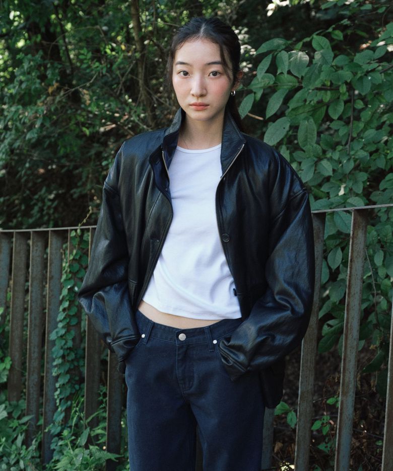 Soft faux Leather Padded Blouson_BLACK