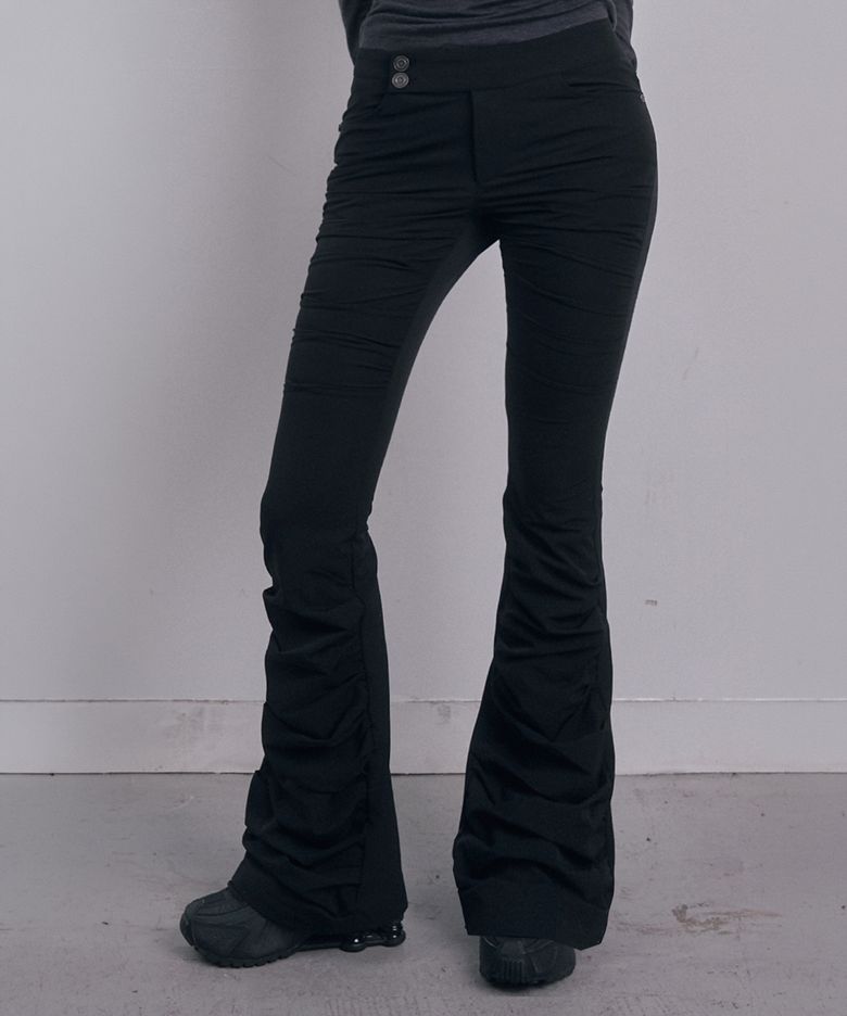 Ruched Bootcut Pants (Black)