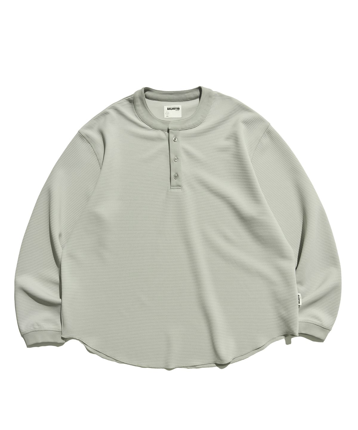 미드업데이트(MIDUPDATE) Heavy Waffle Henley Loose L/S Tee_GR