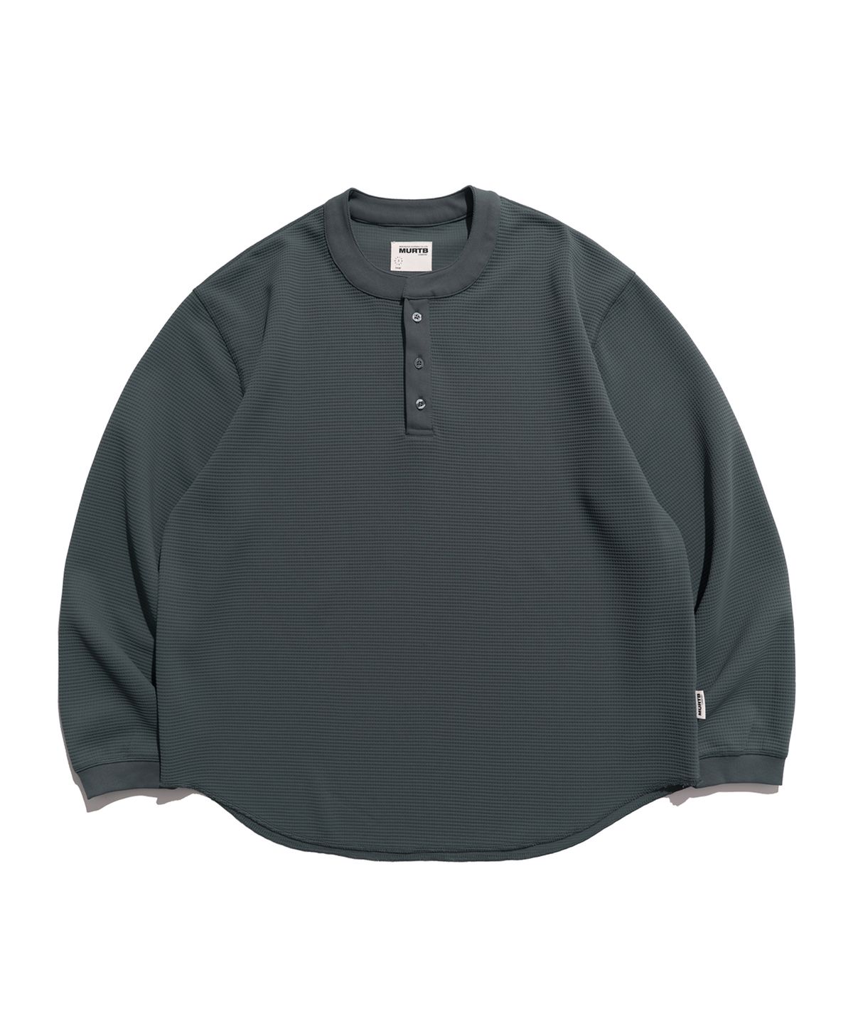 미드업데이트(MIDUPDATE) Heavy Waffle Henley Loose L/S Tee_LBL