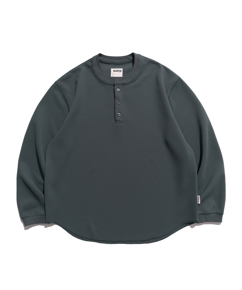 Heavy Waffle Henley Loose L/S Tee_LBL