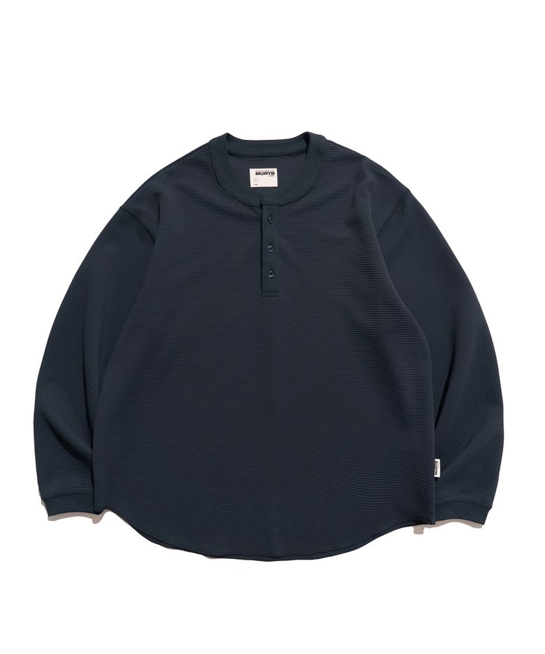 Heavy Waffle Henley Loose L/S Tee_DBL