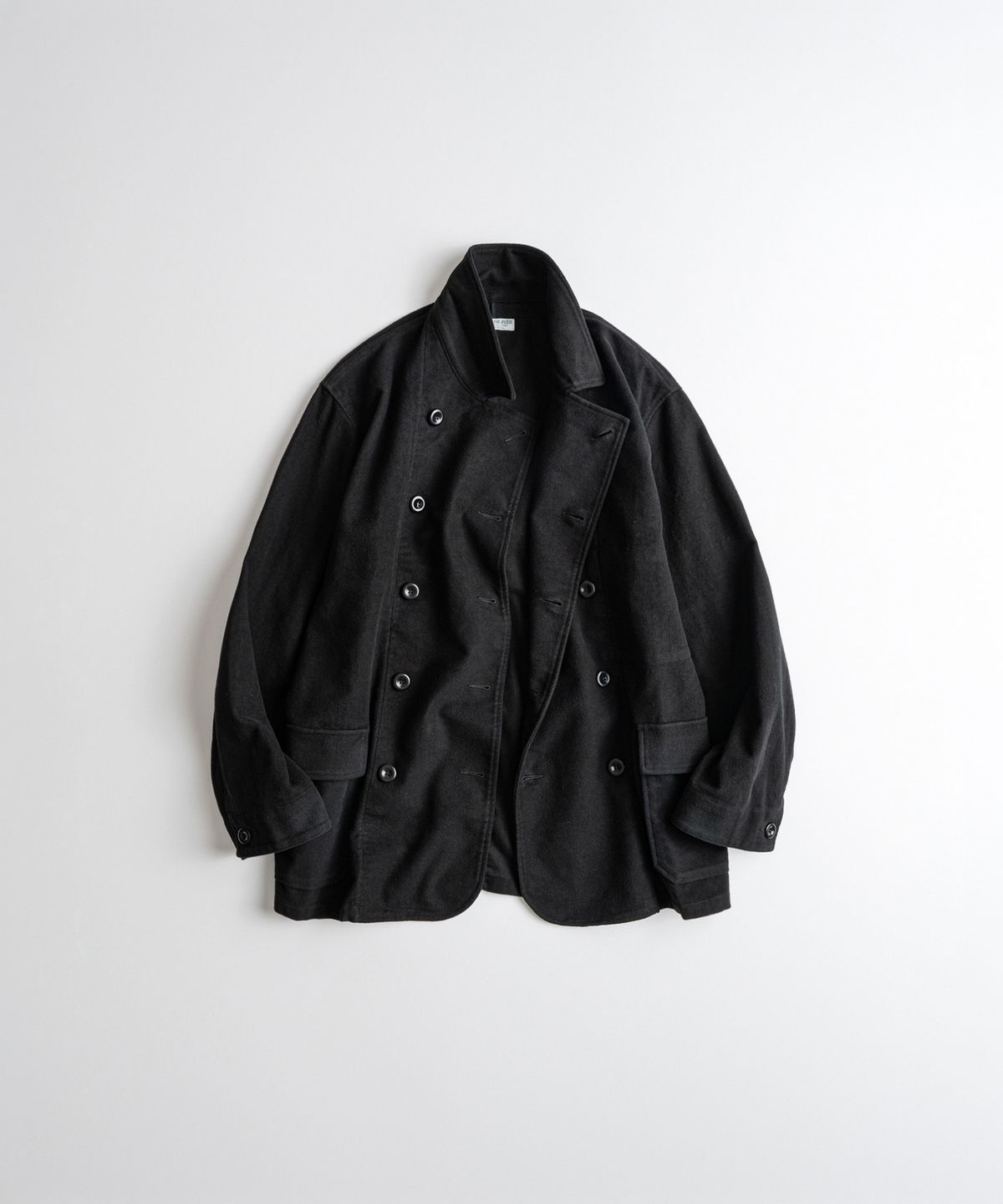 비헤비어(BEHEAVYER) SOFT MOLESKIN FRENCH DB JACKET faded black