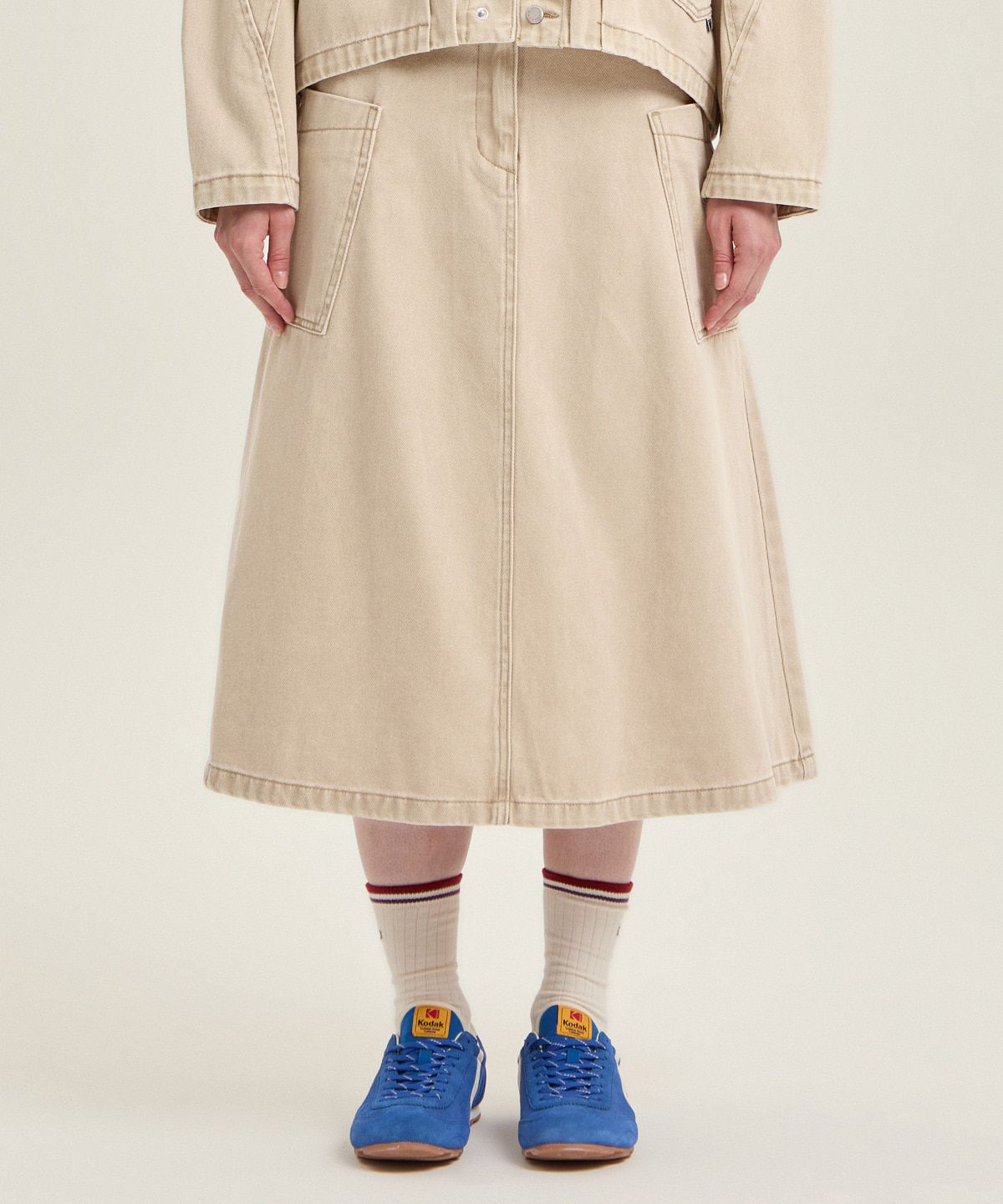 코닥(KODAK) RGB 데님 스커트 우먼 BEIGE